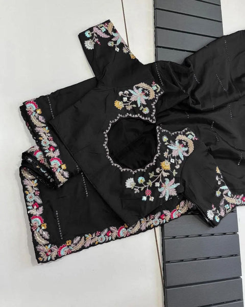 KcPc Pure Blooming NATURAL Rangoli Silk Saree with Elegant Sequence Design Saree Shm Black
